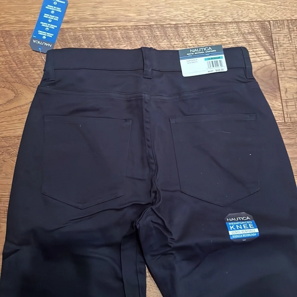 NWT Nautica Boy’s Navy School Uniform Pants Size 16 Regular Adjustable Waist